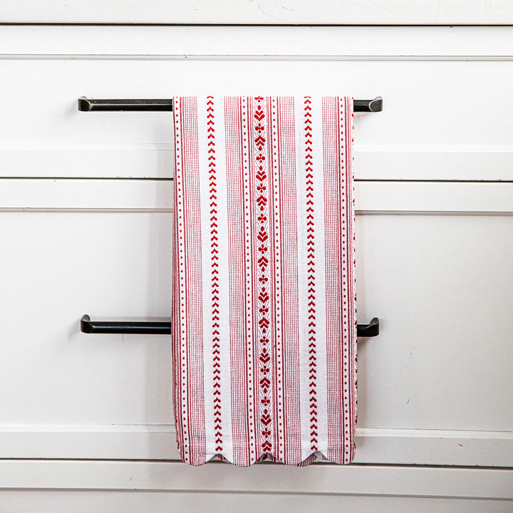 Villa Stripe Kitchen Towel Set/2 - Red