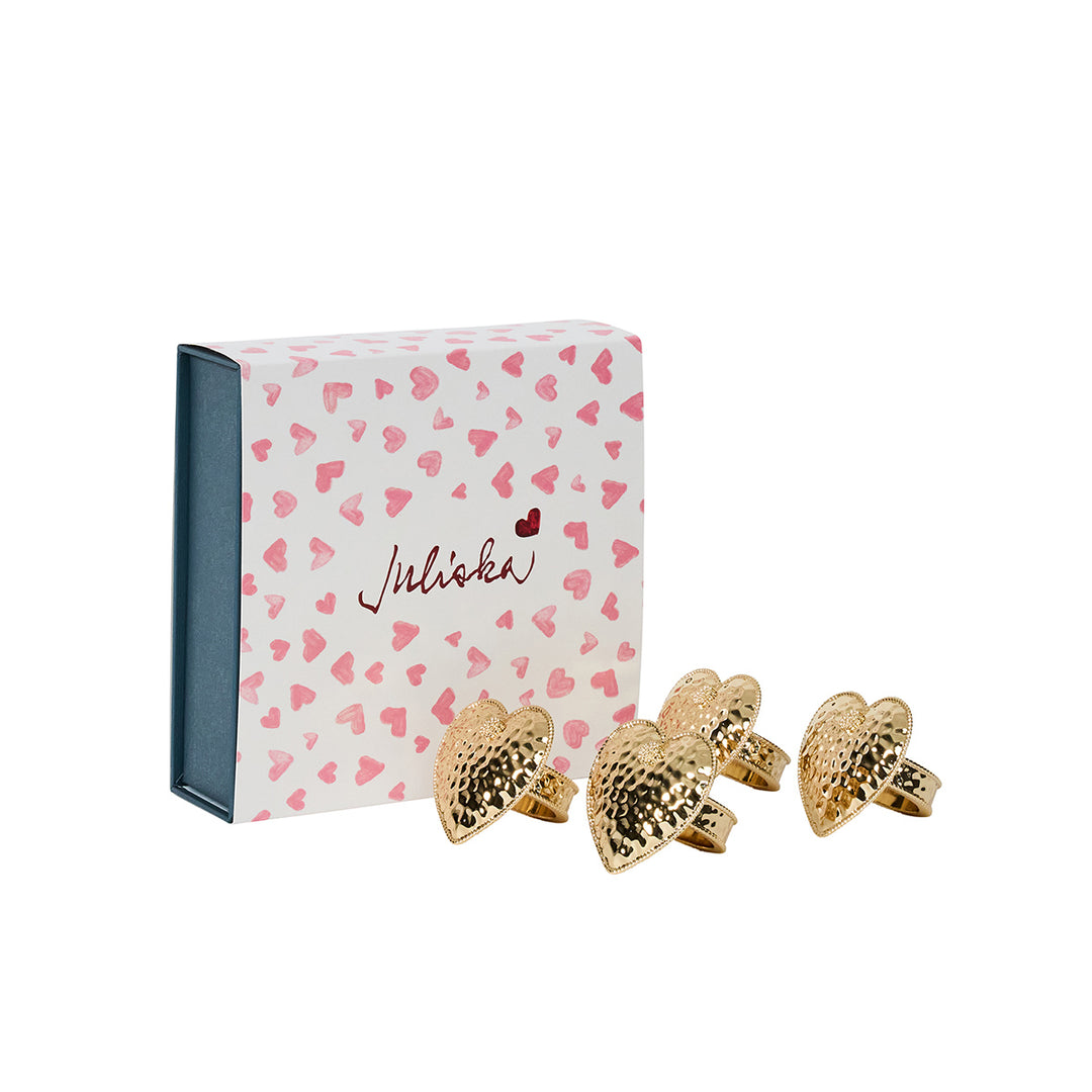 Berry & Thread Heart Napkin Ring Set/4 -  Gold