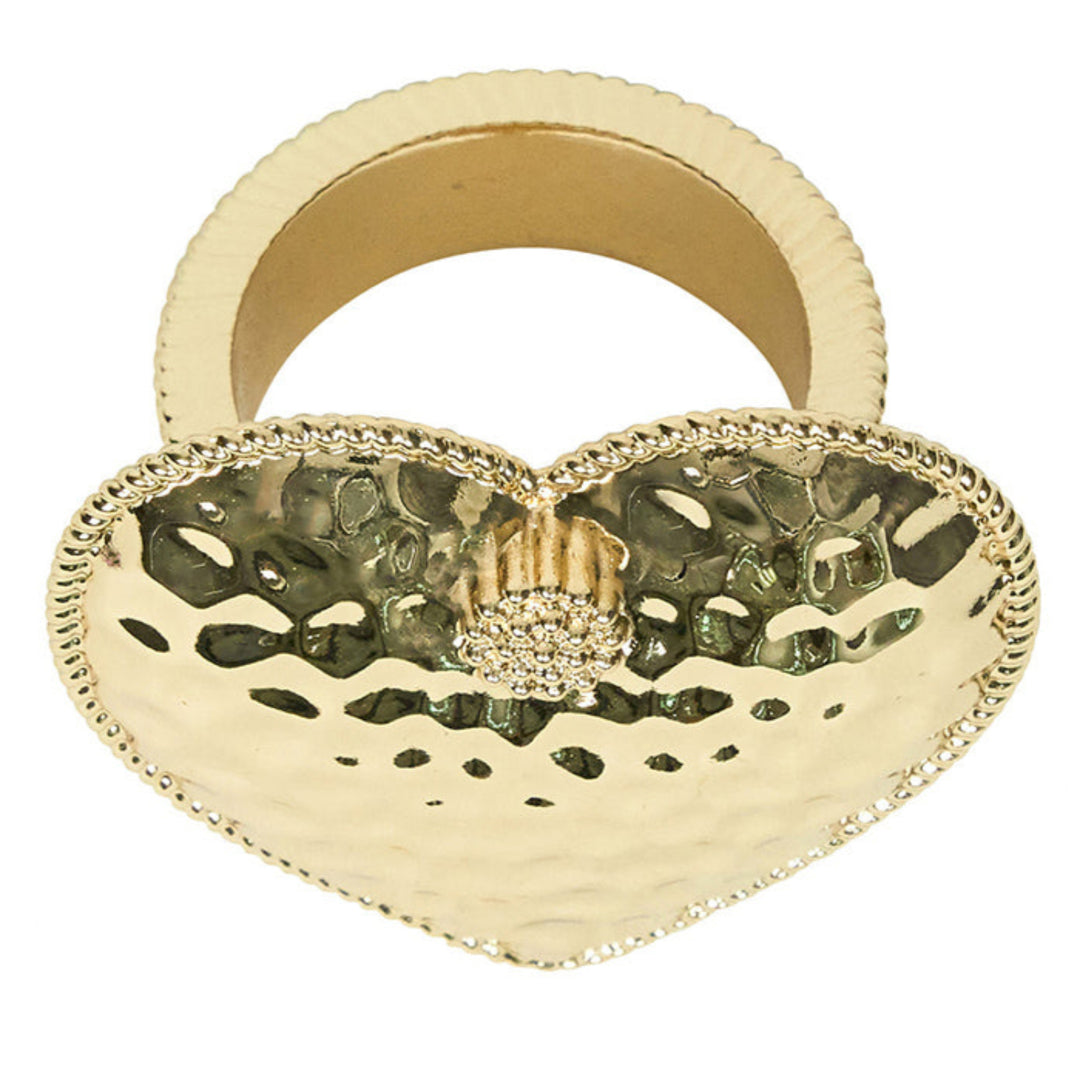 Berry & Thread Heart Napkin Ring Set/4 -  Gold