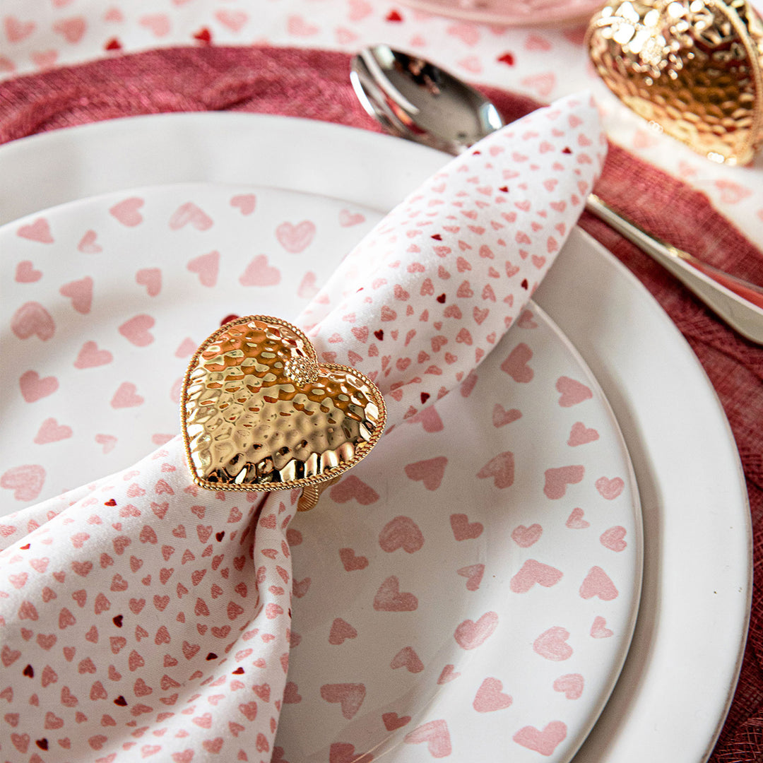 Berry & Thread Heart Napkin Ring Set/4 -  Gold