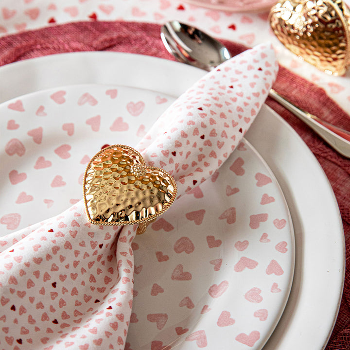 Berry & Thread Heart Napkin Ring Set/4 -  Gold