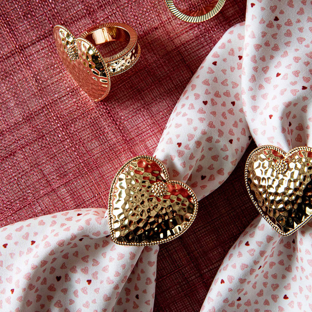 Berry & Thread Heart Napkin Ring Set/4 -  Gold