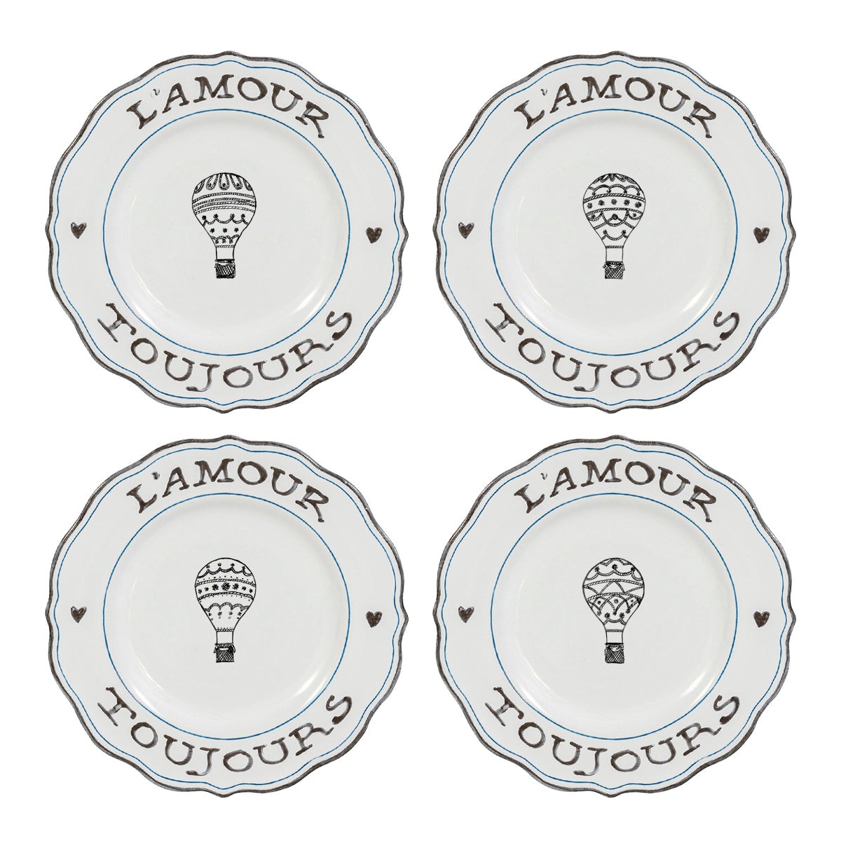 L'Amour Toujours Dessert/Salad Plates - Assorted Set of 4
