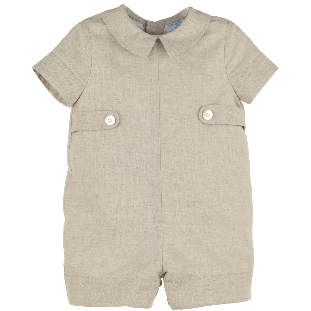 Boys Beige Linen Romper