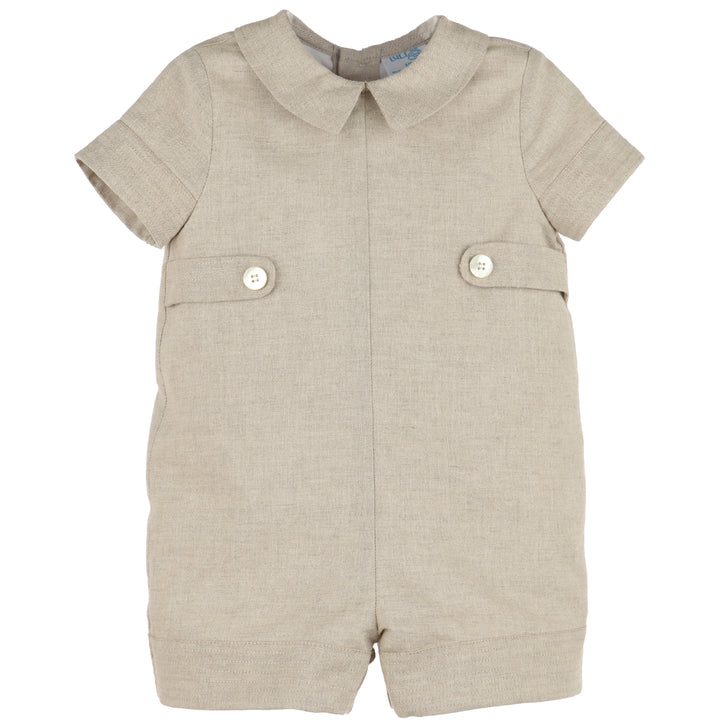Boys Beige Linen Romper
