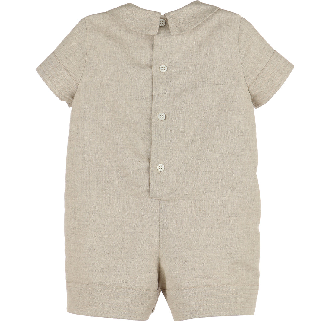 Boys Beige Linen Romper