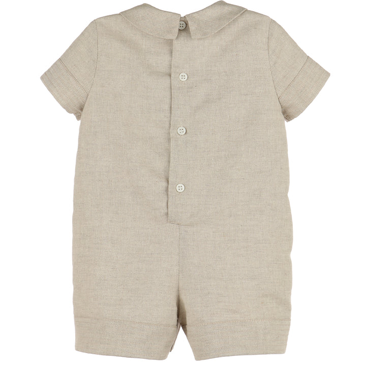 Boys Beige Linen Romper