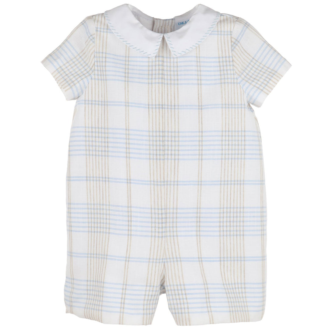 Boys Blue Plaid Romper
