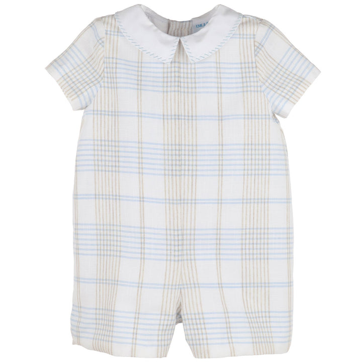 Boys Blue Plaid Romper