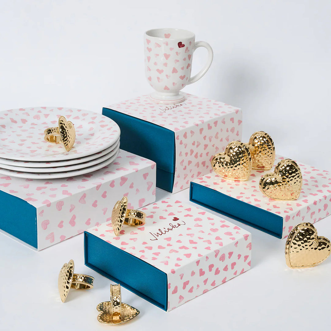Berry &amp; Thread Heart Napkin Ring Set/4 -  Gold