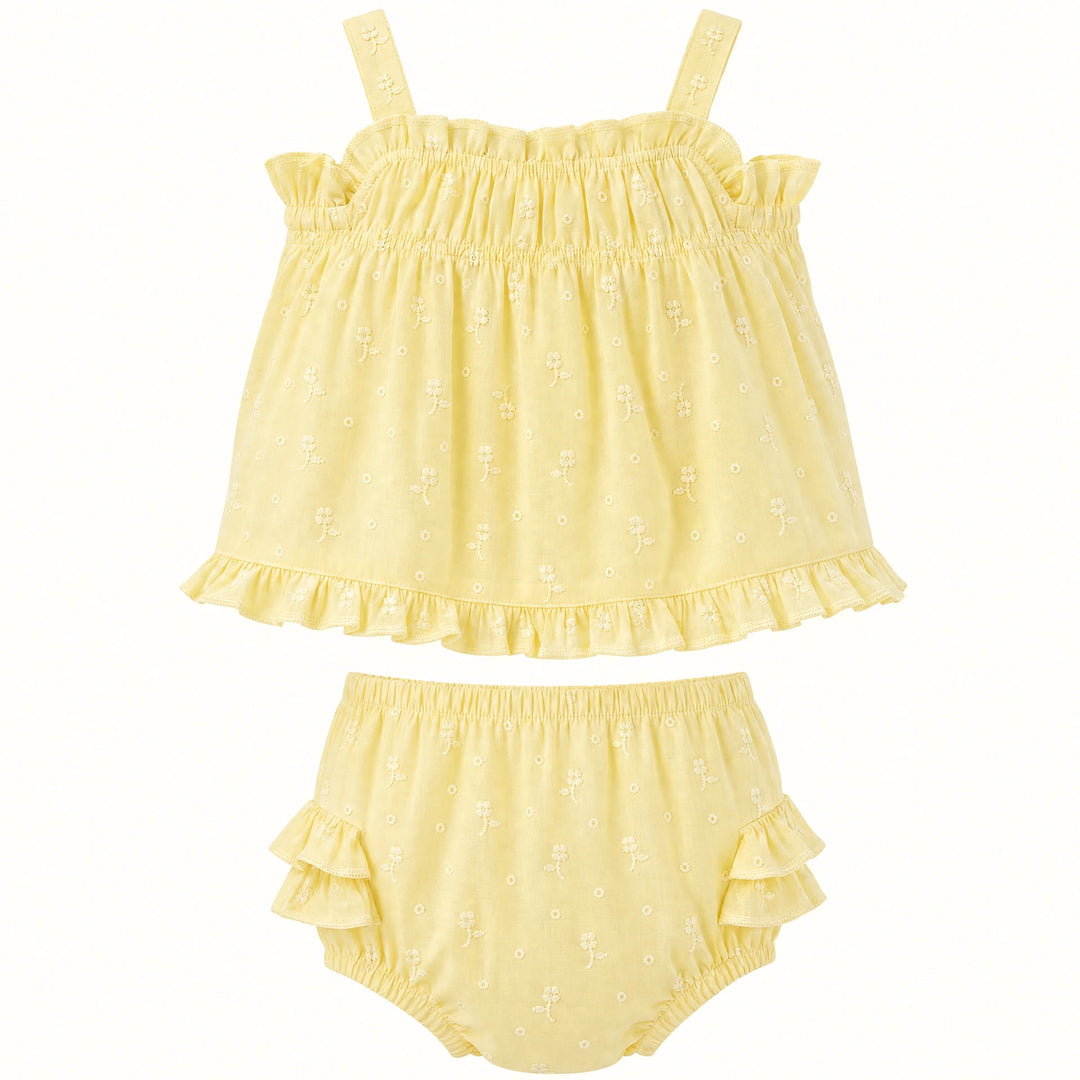 Lemon Eyelet Bloomer Set