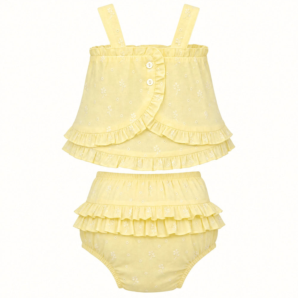Lemon Eyelet Bloomer Set