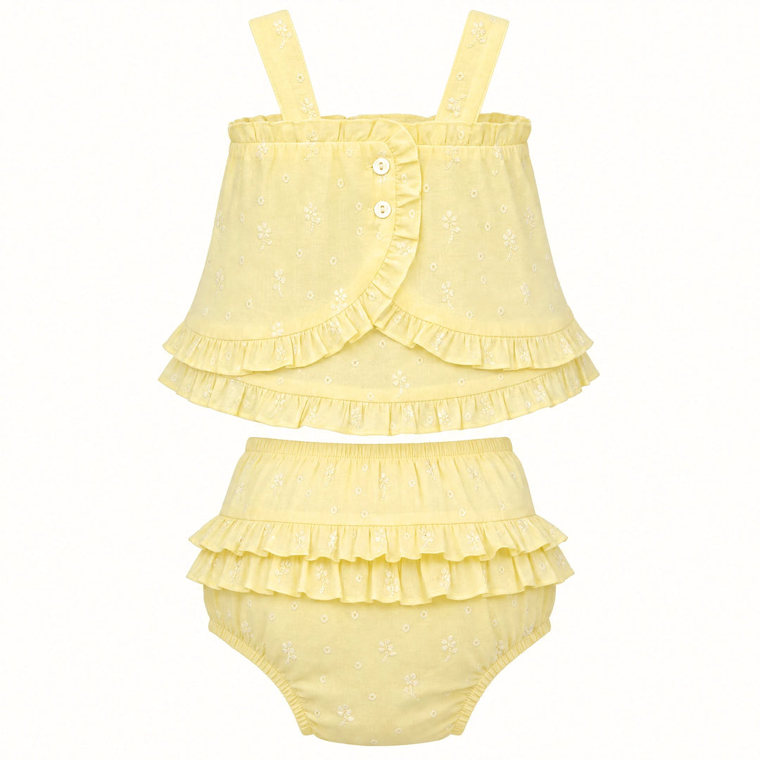 Lemon Eyelet Bloomer Set