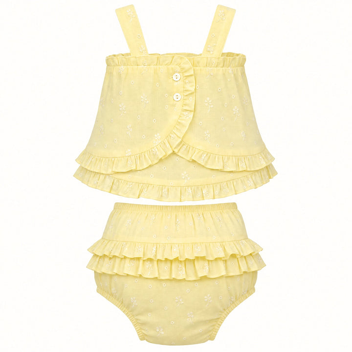 Lemon Eyelet Bloomer Set