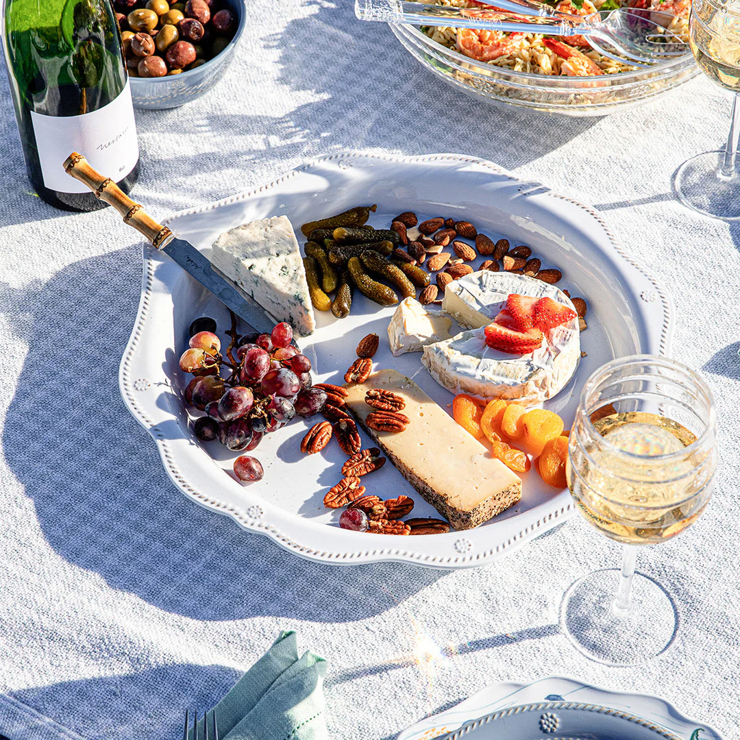 Berry & Thread Melamine 17" Round Platter - Whitewash
