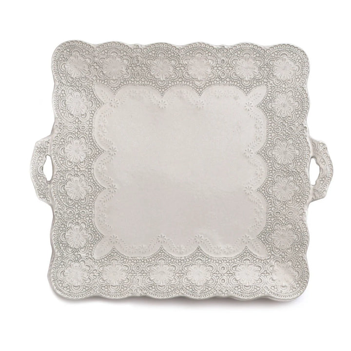 Merletto Antique Square Platter with Handles