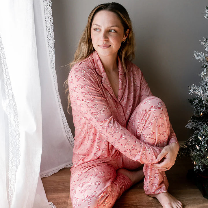 Womens Bamboo PJ Set - Candy Cane Bows