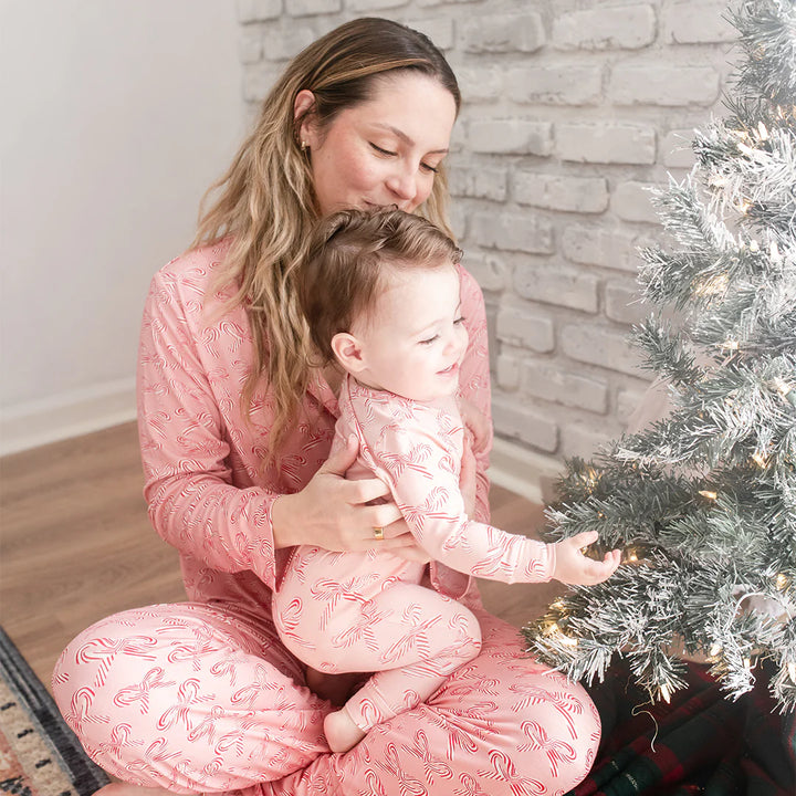 Womens Bamboo PJ Set - Candy Cane Bows