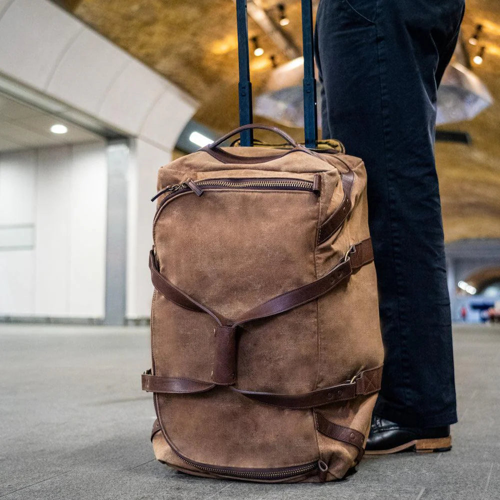 Campaign Waxed Canvas Wheeled Rolling Carry-On Duffle Bag