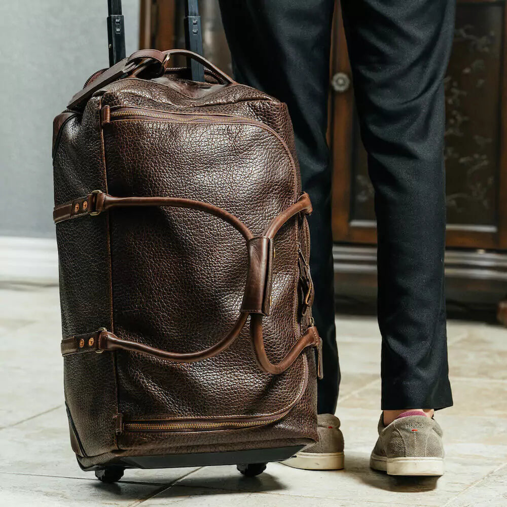 Theodore Leather Wheeled Carry-On Duffle Bag