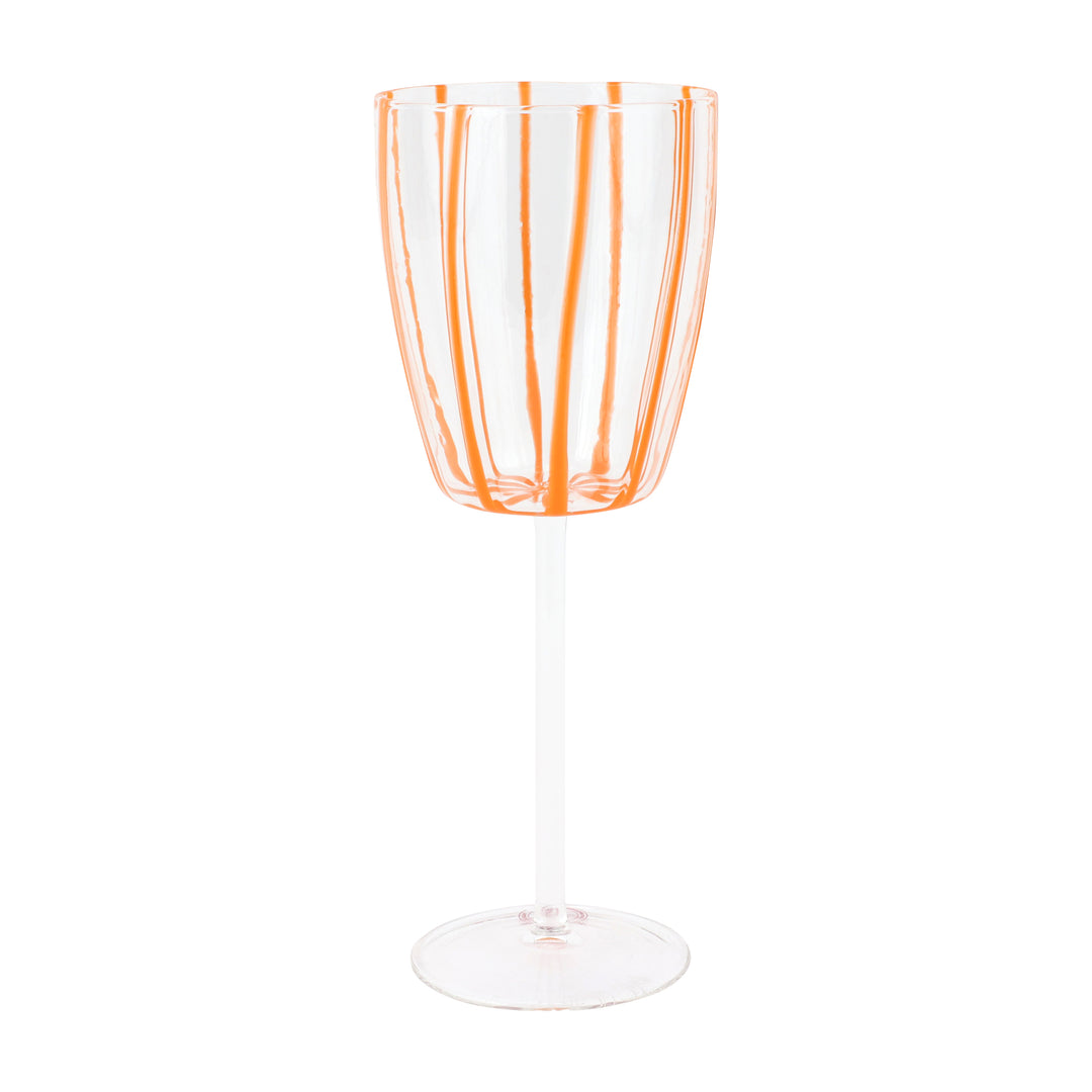 Nuovo Stripe Orange Wine Glass