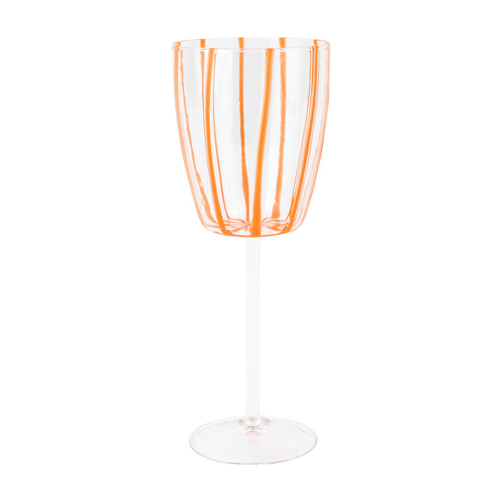 Nuovo Stripe Orange Wine Glass