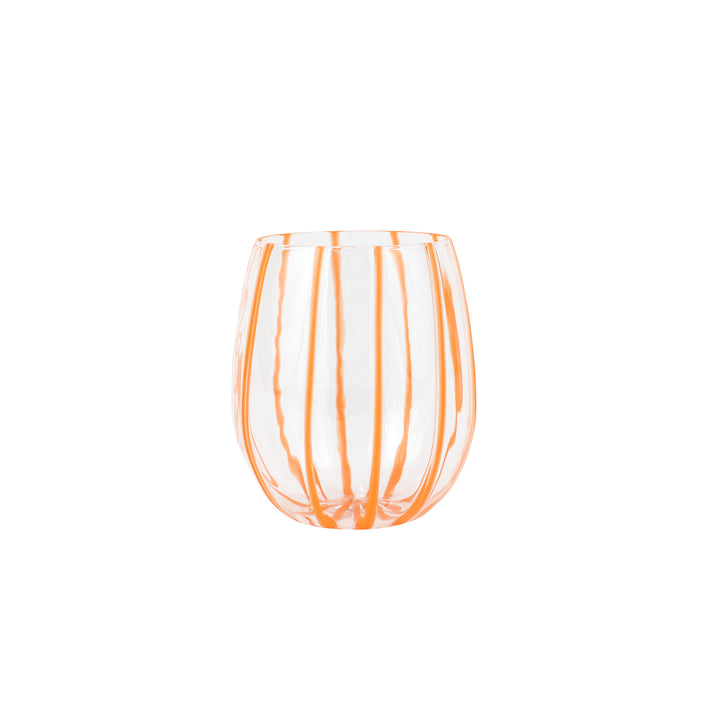 Nuovo Stripe Orange Stemless Wine Glass