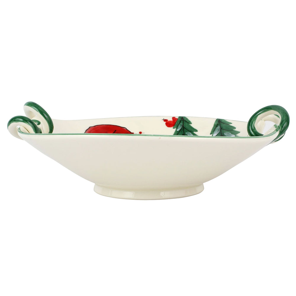 Old St. Nick Handled Scallop Bowl with Geese