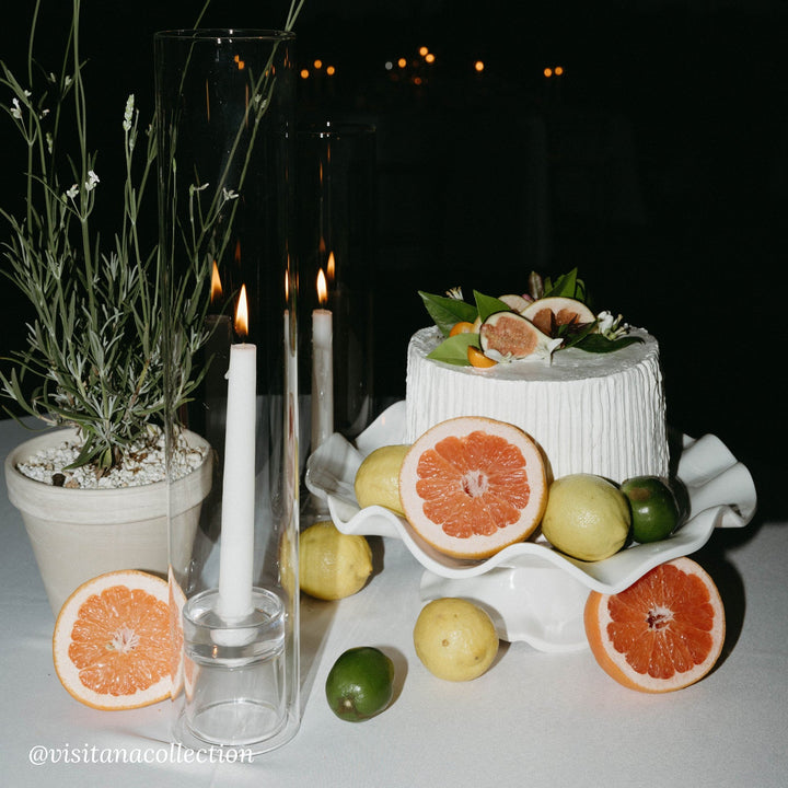 Vida Havana Pedestal Large White Cake Plate