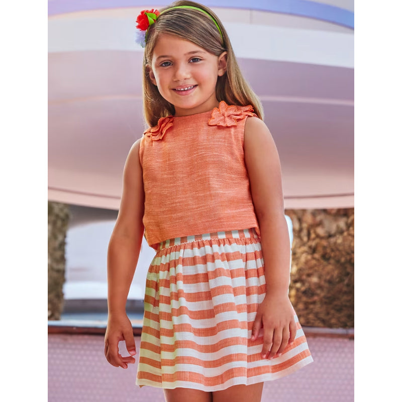 Orange Two-Piece Skirt Set