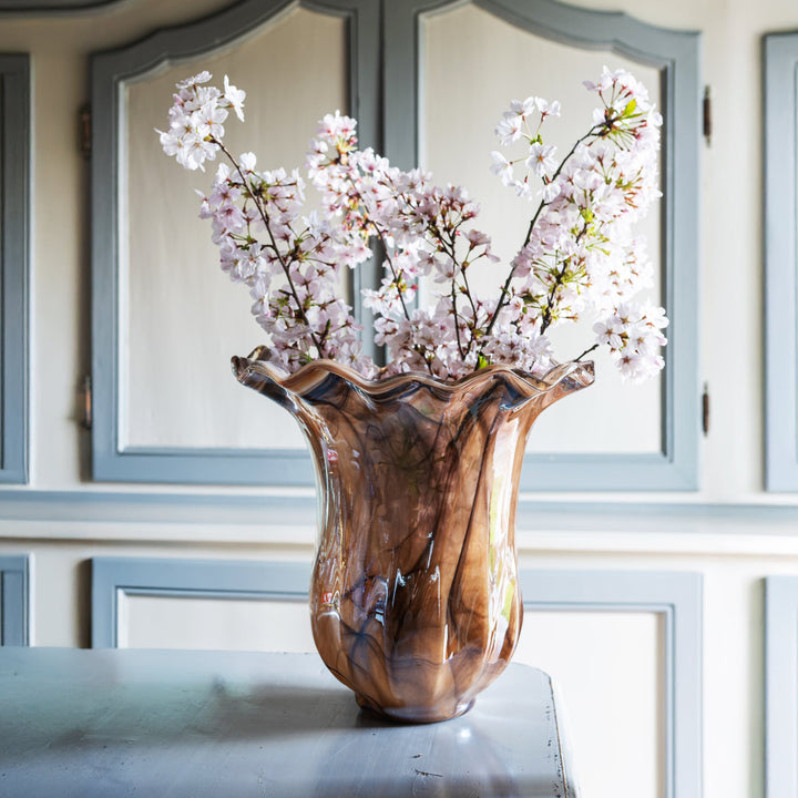 Onda Glass Tortoiseshell Large Tulip Vase