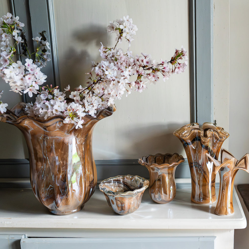 Onda Glass Tortoiseshell Short Vase