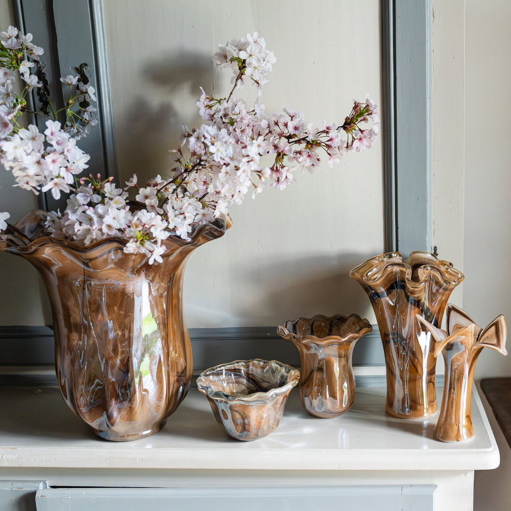 Onda Glass Tortoiseshell Twisted Flower Vase
