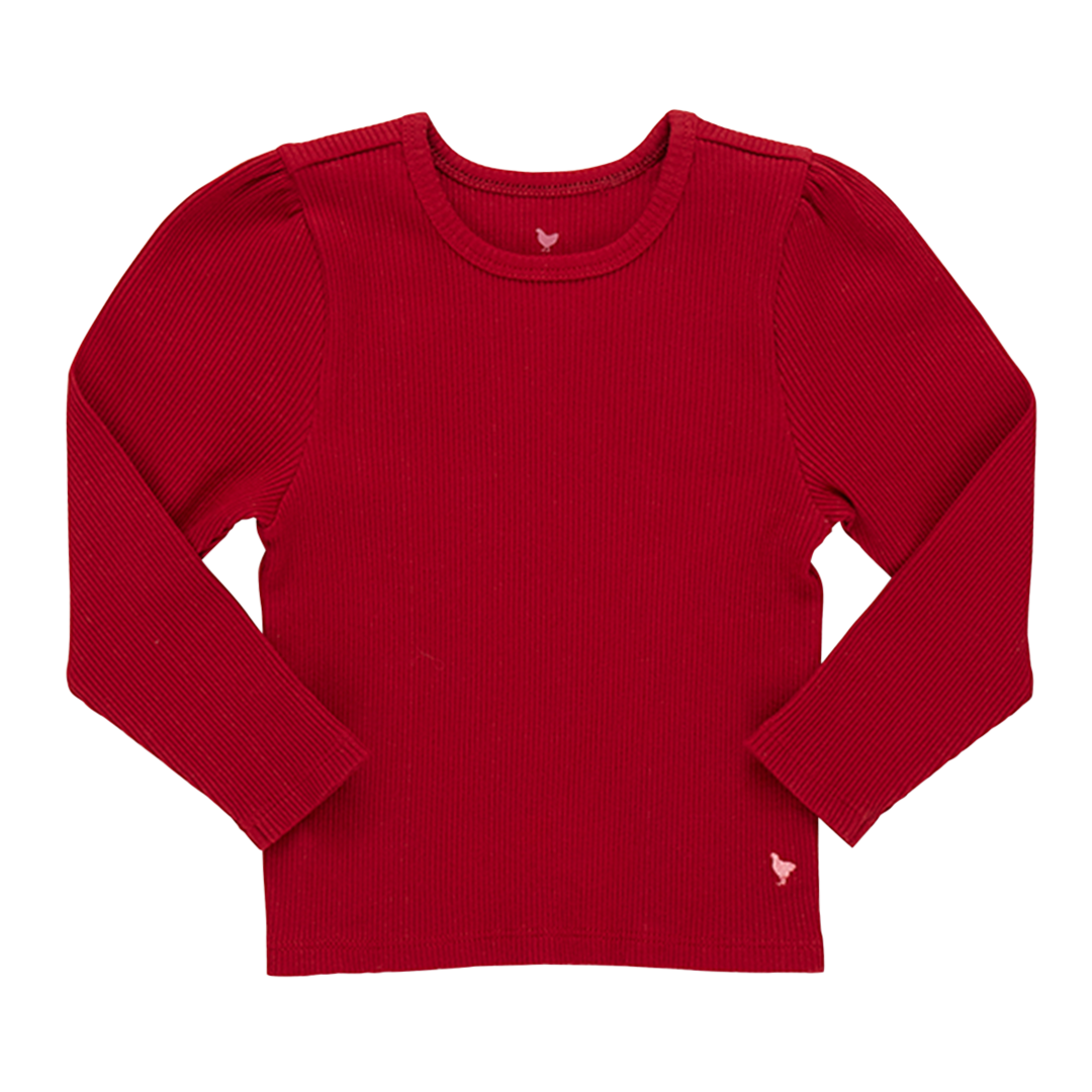 Girls Organic Camella Rib Top - Chili Pepper