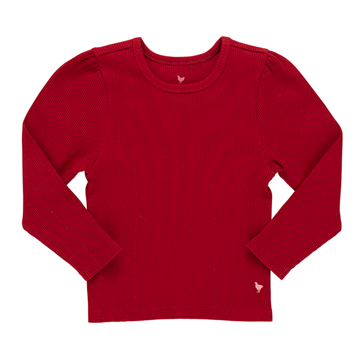 Girls Organic Camella Rib Top - Chili Pepper