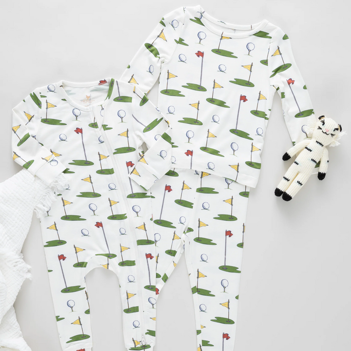 Baby Bamboo Romper - Cream Golf Tournament