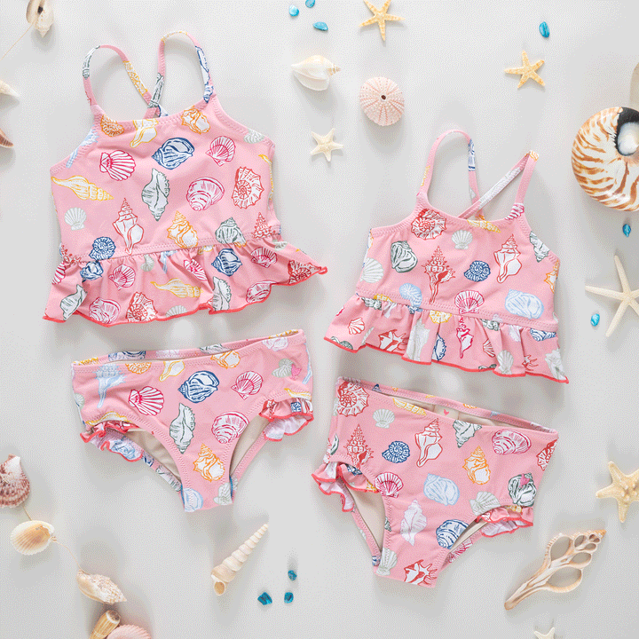 Baby Girls Joy Tankini - Pink Seashells