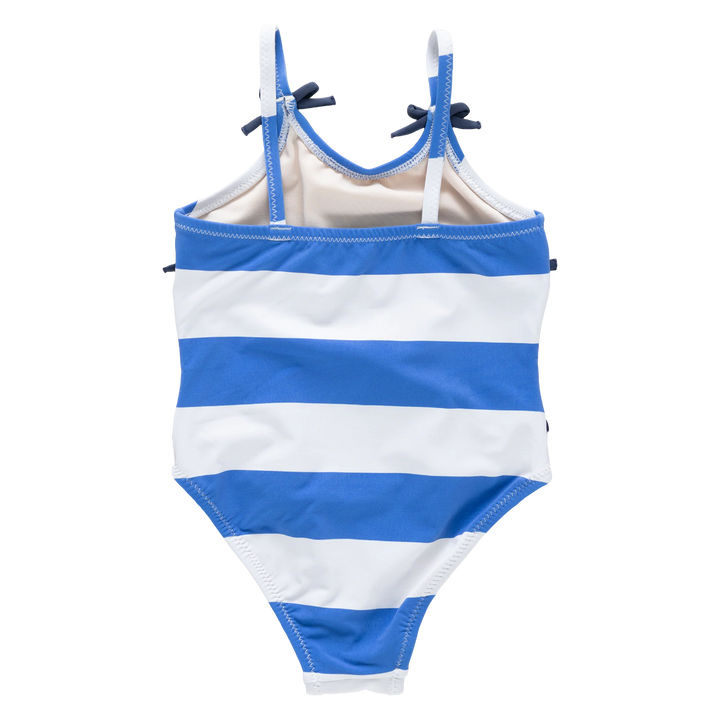Girls Lottie Bow Suit - Wide Blue Stripe