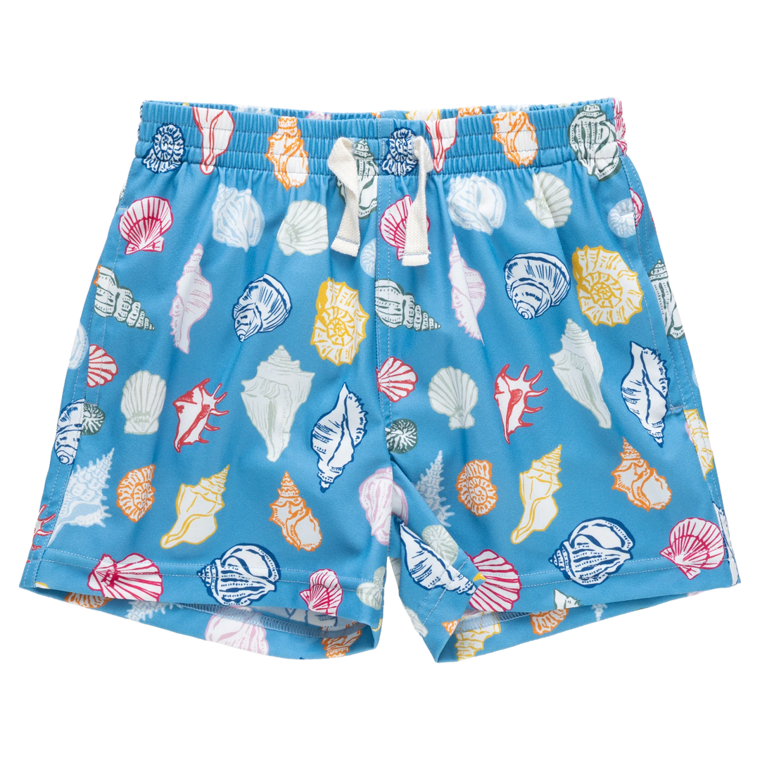 Boys Swim Trunk - Blue Seashells