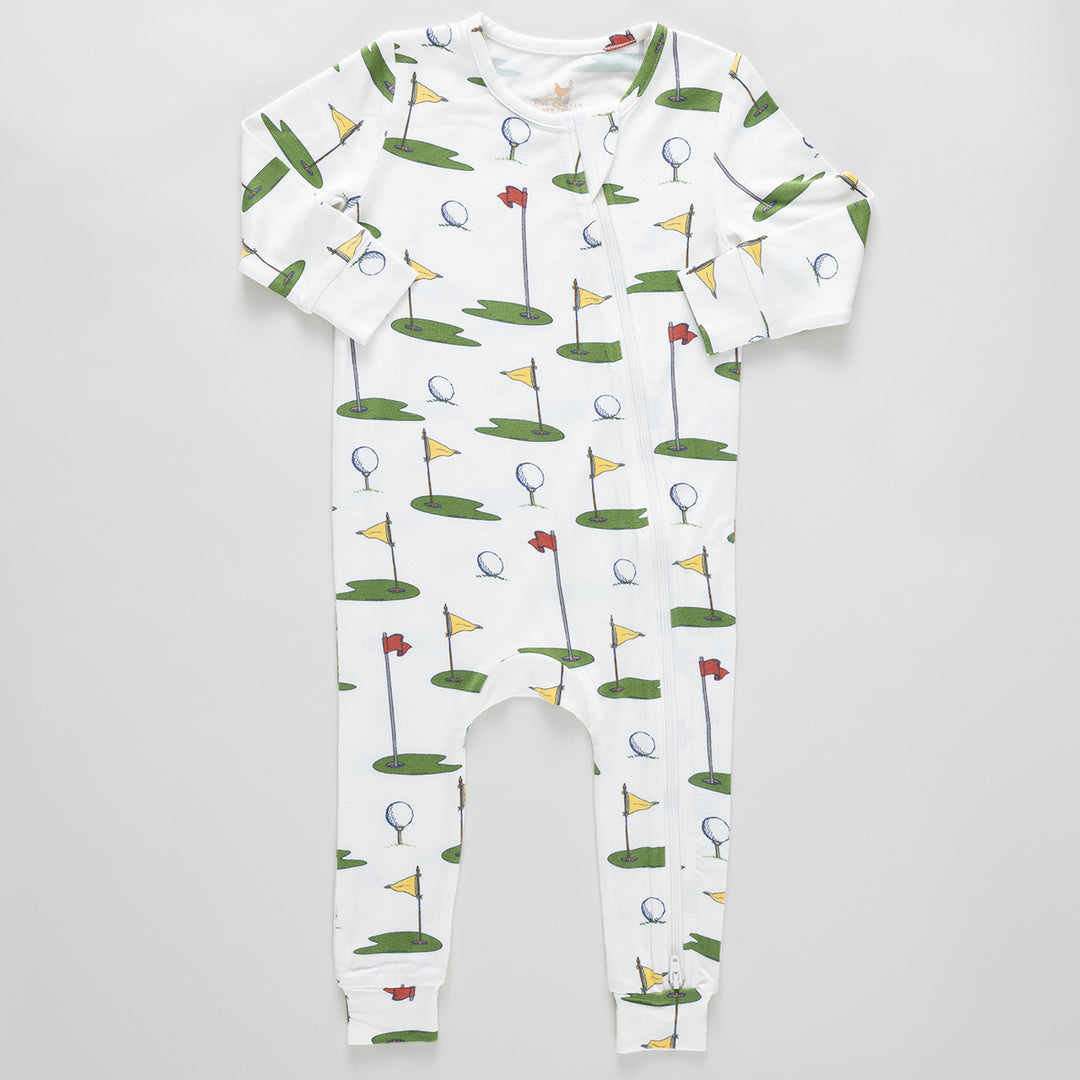 Baby Bamboo Romper - Cream Golf Tournament