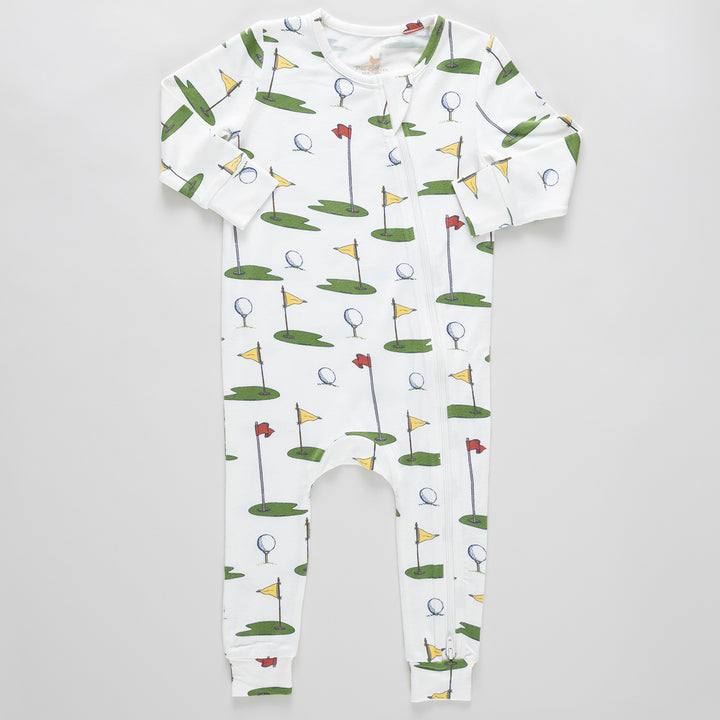 Baby Bamboo Romper - Cream Golf Tournament