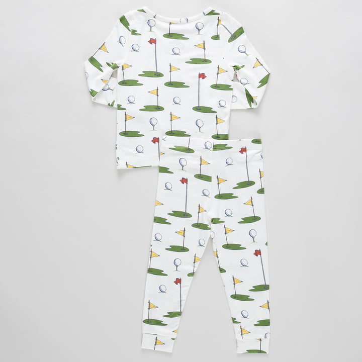 Kids Bamboo PJ Set - Cream Golf Tournament