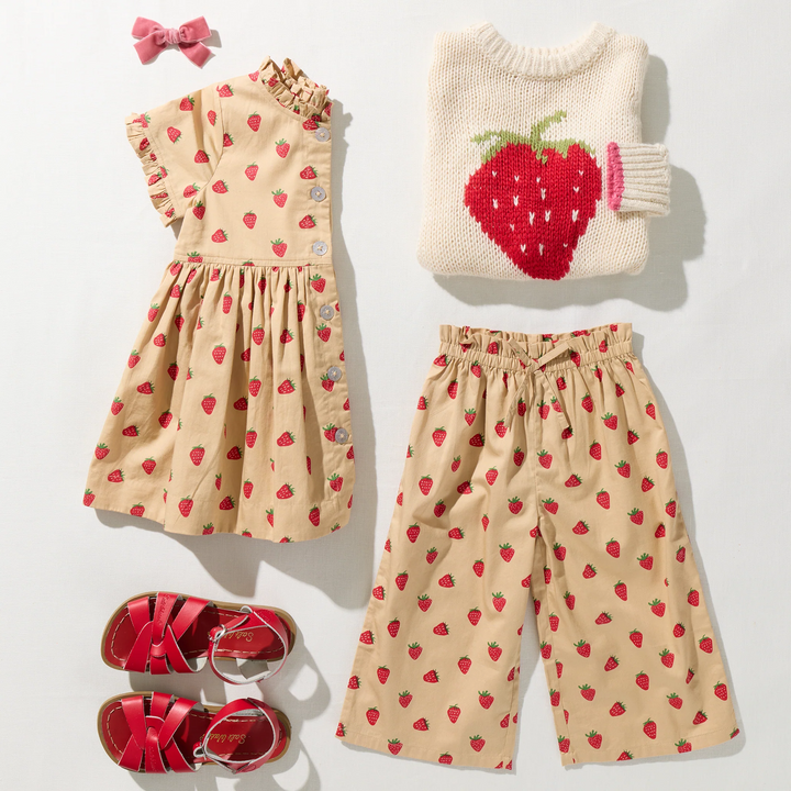Girls Autumn Dress - Tossed Strawberries