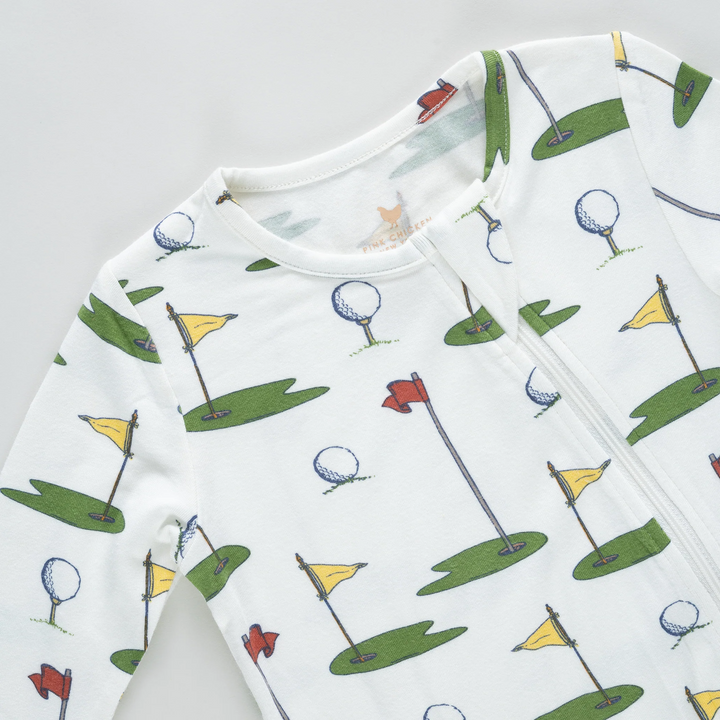 Baby Bamboo Romper - Cream Golf Tournament