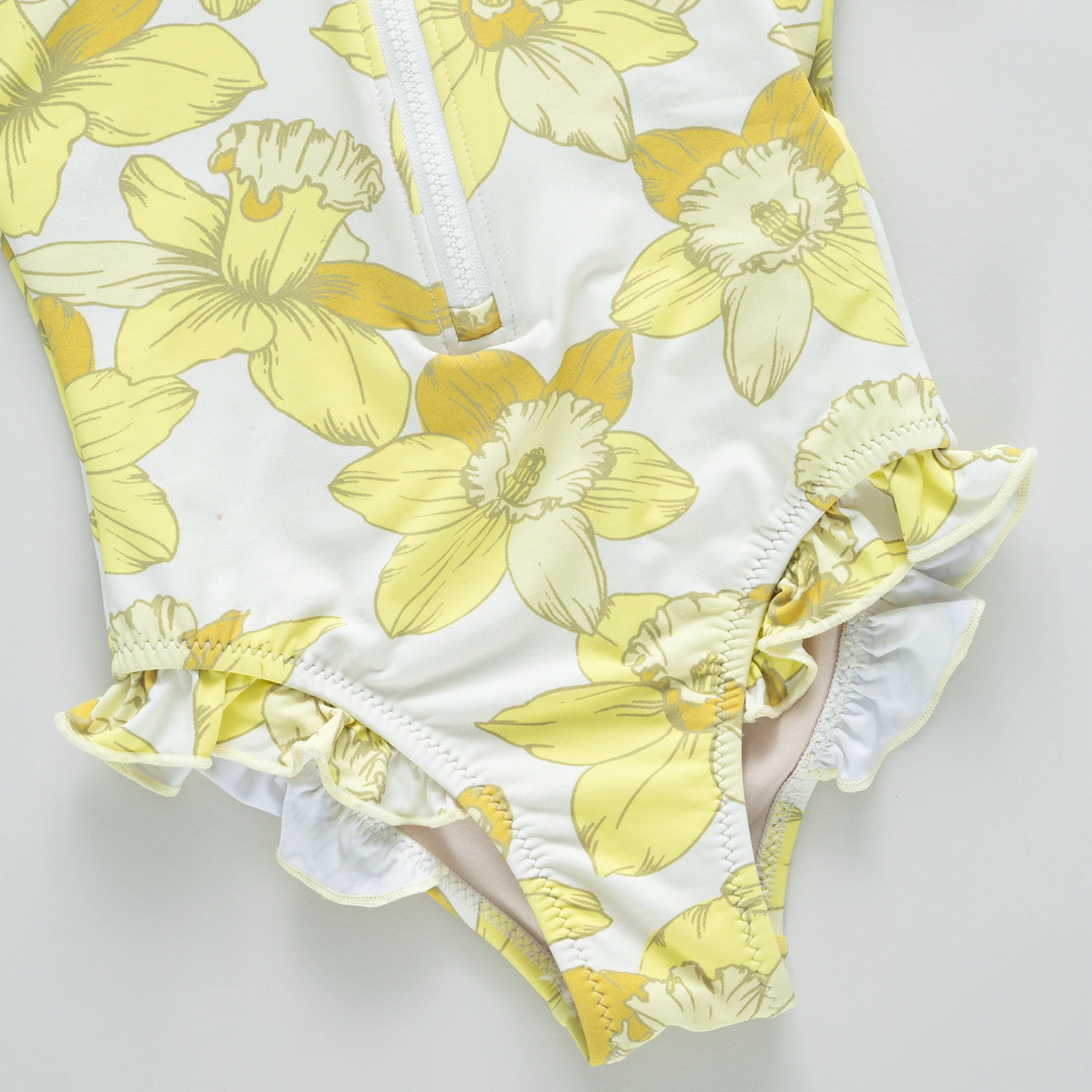 Girls Short Sleeve Arden Suit - Yellow Daffodils