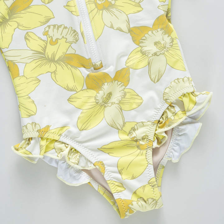 Girls Short Sleeve Arden Suit - Yellow Daffodils