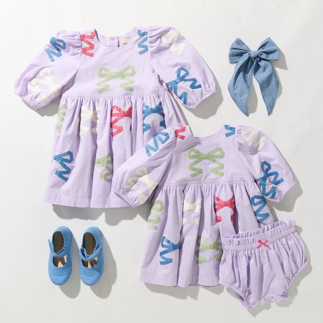 Girls Brooke Dress - Lavender Multi Bow Applique