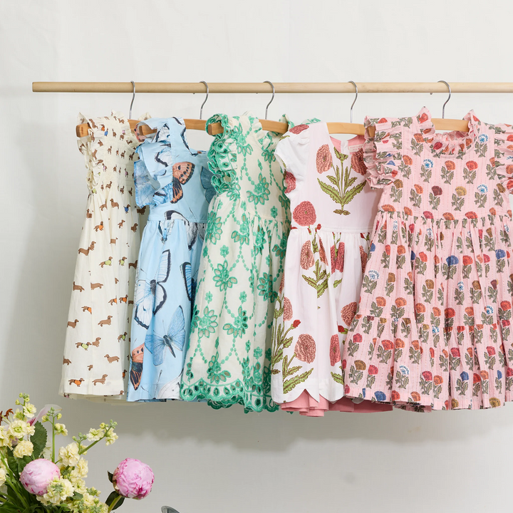 Girls Cynthia Dress - Kelly Green Eyelet