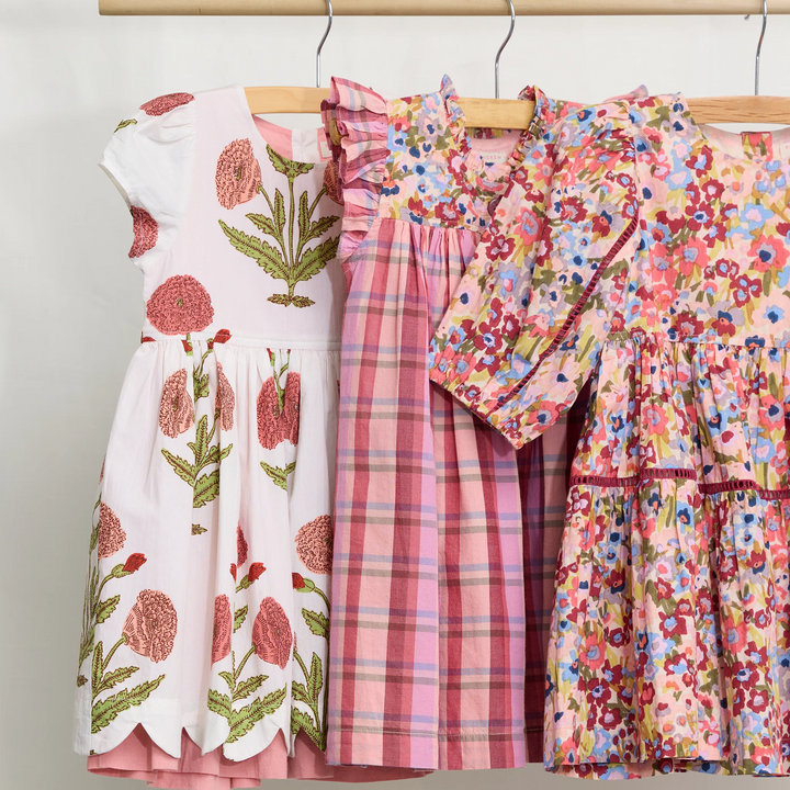 Girls Kaylee Dress - Burgundy Madras Plaid