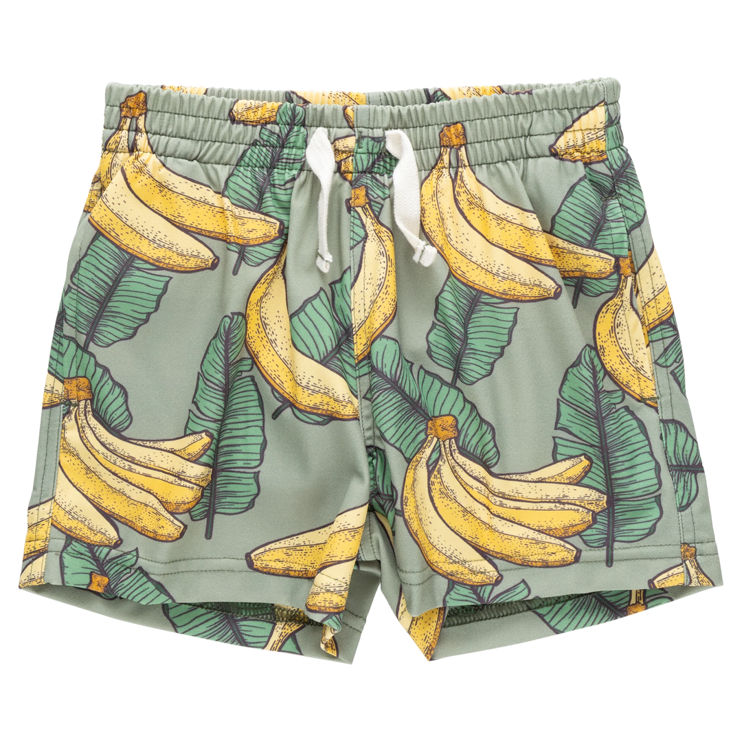 Boys Swim Trunk - Green Banana Leaves